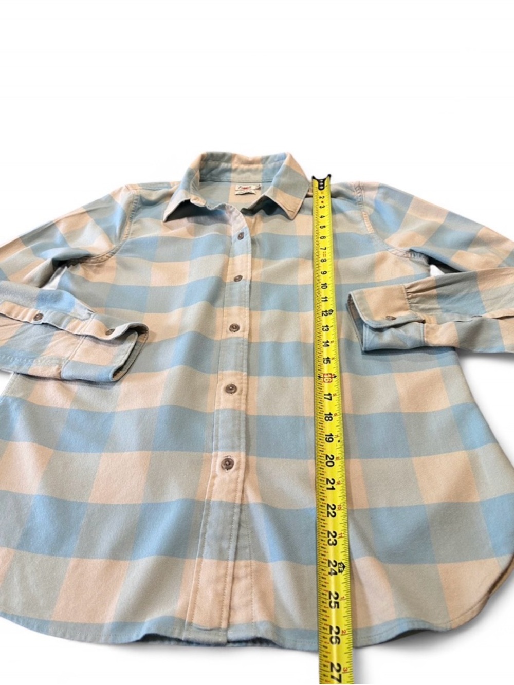 Faherty Light Blue and Cream Checked Button Shirt - Picture 6 of 7